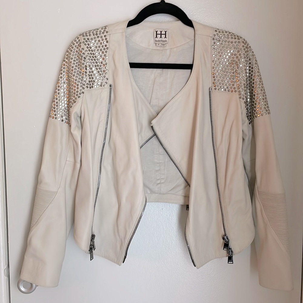 Vintage White Leather Jacket